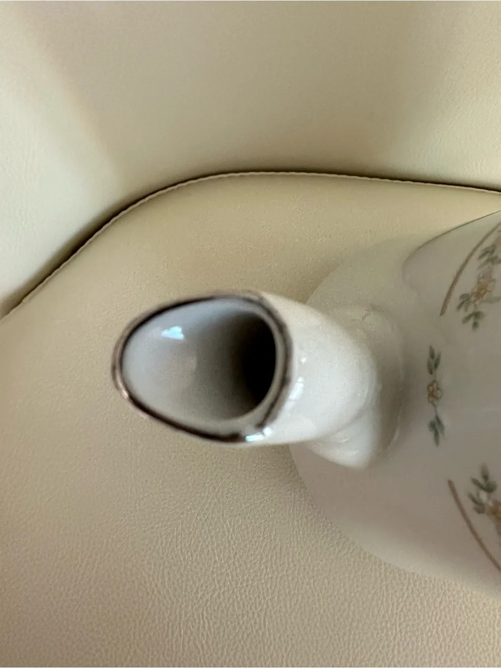 Porcelain Floral Accent Coffee Pot - Pink and Silver Trim